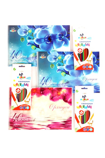Альбом для рисования и набор цв. кар. Kanzy, 3 шт. А4 по 40 л. + 3 шт. по 12 цв.