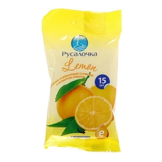 Салфетки влажные Русалочка Освежающие с ароматом Лимона 15 шт Rusalochka