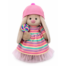 Мягкая игрушка BUDI BASA Зайка Ми в полосатом платье с леденцом (малый) 25 см