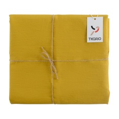 Скатерть на стол из умягченного льна горчичного цвета essential, 143х250 Tkano