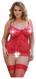 Корсет и трусы с доступом SoftLine Collection Adel, красный, XXXL