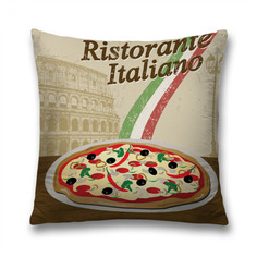 Наволочка декоративная JoyArty "Пицца в Италии" на молнии, 45x45 см