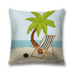 Наволочка декоративная JoyArty "Шезлонг под пальмой на пляже" на молнии, 45x45 см