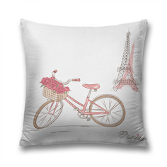 Наволочка декоративная JoyArty "Цветочный велосипед в Париже" на молнии, 45x45 см