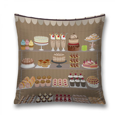 Наволочка декоративная JoyArty "Пирожные на этажерке" на молнии, 45x45 см