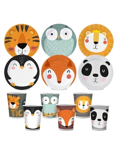 Набор одноразовой посуды ND Play Хэппи Зоо (тарелка 18 см, стаканы - по 6 шт.)