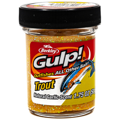Форелевая паста Berkley Gulp! Dough Natural Scent Glitter 50 гр Чеснок, Желтый
