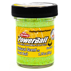 Форелевая паста Berkley PowerBait Natural Scent Glitter 50 гр Чеснок, Желто-зеленый