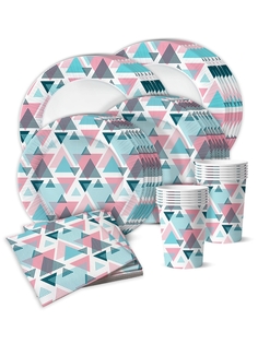 Набор одноразовой посуды ND Play "Геометрия" (стакан, тарелки 18/23см, салфетки по 12 шт)