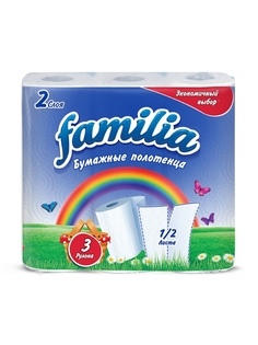 Бумажные полотенца Familia Радуга двухслойные, 3 рулона