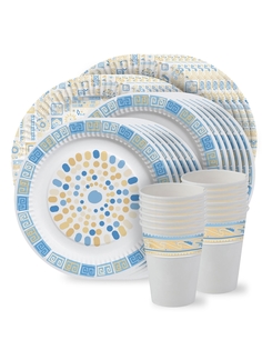 Набор одноразовой посуды ND Play Мозаика (тарелки 18 и 23 см; стаканы - по 12 шт.)