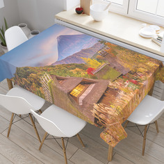 Скатерть прямоугольная JoyArty "Старая японская деревня" из оксфорда, 180x145см