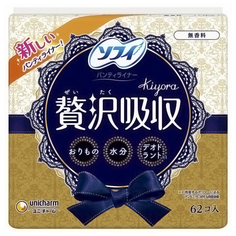 Ежедневные гигиенические прокладки UNICHARM Sofy Kiyora Premium 14 см. 62 шт.