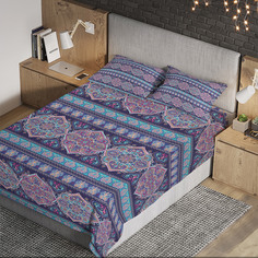 Покрывало Ambesonne "Восточный узор" 220х235 см, с 2 наволочками 50x70 см