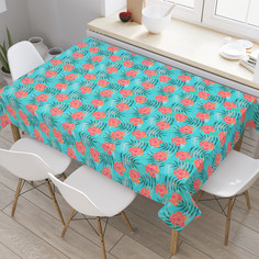 Скатерть прямоугольная на кухонный стол JoyArty "Летний гибискус" из оксфорда, 180x145 см