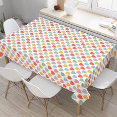 Скатерть прямоугольная на кухонный стол JoyArty "Красочные сердца" из оксфорда, 180x145 см