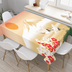 Скатерть прямоугольная на кухонный стол JoyArty "Японский пейзаж" из оксфорда, 180x145 см