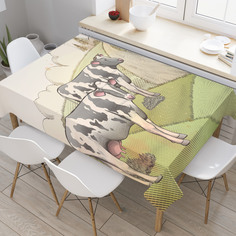 Скатерть прямоугольная на кухонный стол JoyArty "Молочные коровы" из оксфорда, 180x145 см