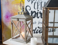 Фонарь СКАЗОЧНОЕ НАСТРОЕНИЕ, коричневый, дерево, стекло, 24х24х46 см Intex