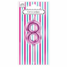 Свеча праздничная фигурная Fiolento Веселая вечеринка Цифра 8 розовая