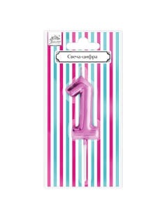 Свеча праздничная фигурная Fiolento Веселая вечеринка Цифра 1 розовая