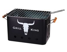 Портативный гриль на углях GRILL KING, с деревянными ручками, чёрный, 32х20х20 см Intex