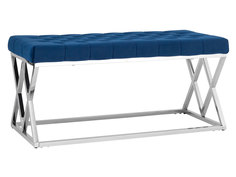 Банкетка BENCH-011 Синий, велюр/Сталь, серебро Stool Group