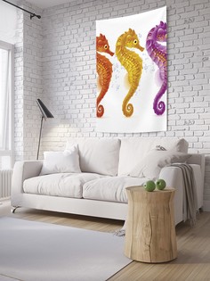 Вертикальное фотопанно на стену JoyArty "Цветные морские коньки", 150x200 см