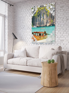 Вертикальное фотопанно на стену JoyArty "Лодка в узорчатой рамке", 150x200 см