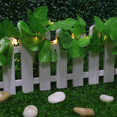 INBLOOM Гирлянда листья на солн.батарее c 25LED,7м,шампань,2 реж,ПВХ зел,2V80Ma,1.2V600mAh