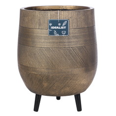 Кашпо Idealist Страйп с подставкой, файберстоун, золотистое, D44 H56 cm WSTRIPR-44-GLD