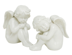 Декоративная фигурка СИДЯЩИЙ МАЛЫШ-АНГЕЛ, фарфоровый, белый, 16 см, разные модели, Boltze