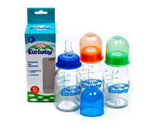 Бутылочка для кормления Eco Baby с силиконовой соской стеклянная, 240 мл 4039