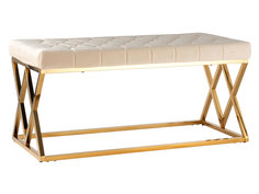 Банкетка BENCH-011 Бежевый, велюр / Сталь, золото Stool Group