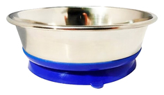 Миска Homepet Premium металлическая на синей силиконовой подставке с присоской, 1,8 л