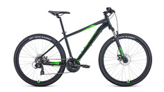 Велосипед Forward Apache 27,5 2.0 disc 21" черный матовый/ярко-зеленый