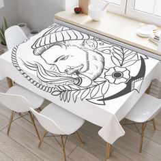 Скатерть прямоугольная на кухонный стол JoyArty "Матрос с трубкой" из оксфорда, 180x145 см