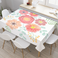 Скатерть прямоугольная JoyArty "Пастельные фольклорные цветы" из оксфорда, 180x145 см