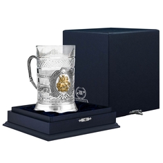 Подстаканник Аргента "Георгий Победоносец" гербовый ч/п + футляр