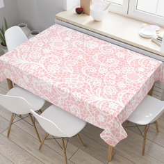 Скатерть прямоугольная JoyArty "Цветочные кружева" из оксфорда, 180x145 см