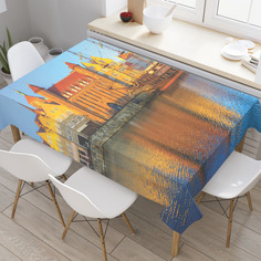 Скатерть прямоугольная на кухонный стол JoyArty "Утро в Гданьске" из оксфорда, 180x145 см