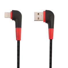 USB кабель LP для Apple Lightning 8 pin L-коннектор Кожаный шнурок (черный/коробка) Liberty Project