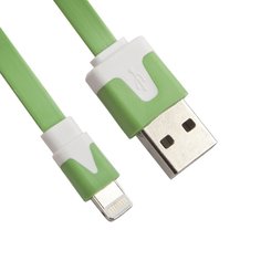 USB кабель LP для Apple iPhone/iPad Lightning 8-pin плоский узкий (зеленый/коробка) Liberty Project