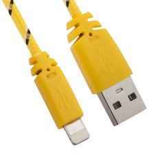 USB кабель LP для Apple iPhone/iPad Lightning 8-pin в оплетке (желтый/коробка) Liberty Project