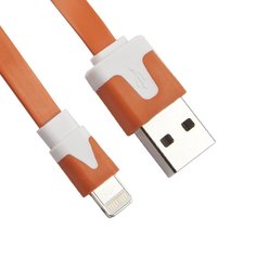 USB кабель LP для Apple iPhone/iPad Lightning 8-pin плоский узкий (оранжевый/коробка) Liberty Project