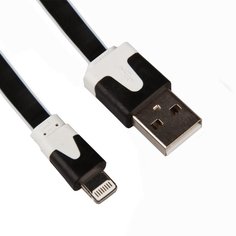 USB кабель LP для Apple iPhone/iPad Lightning 8-pin плоский узкий (черный/коробка) Liberty Project