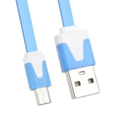 USB кабель LP Micro USB плоский узкий (синий/коробка) Liberty Project