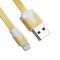USB кабель LP для Apple iPhone/iPad Lightning 8-pin плоский узкий (желтый/коробка) Liberty Project