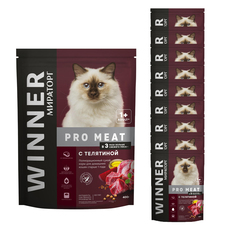 Сухой корм для кошек Winner Pro Meat , телятина, 10шт, 0.4кг