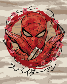 Картины по номерам Marvel Adults Человек-паук и сакура MA017
